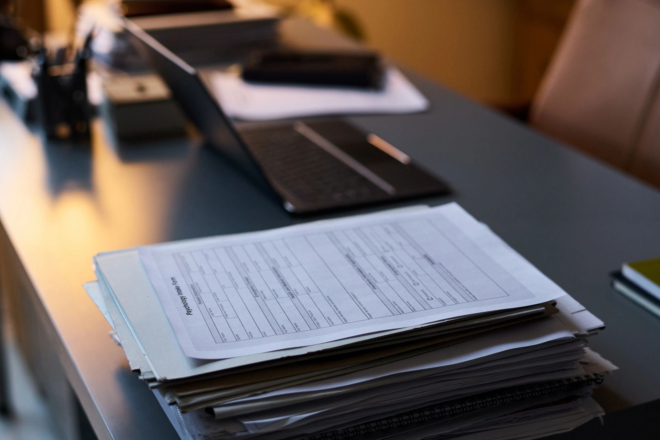Stack of documents on a desk